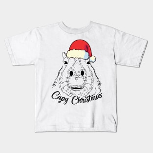 Capy or Huppy Christmas Capybara Holidays Santa Design Kids T-Shirt